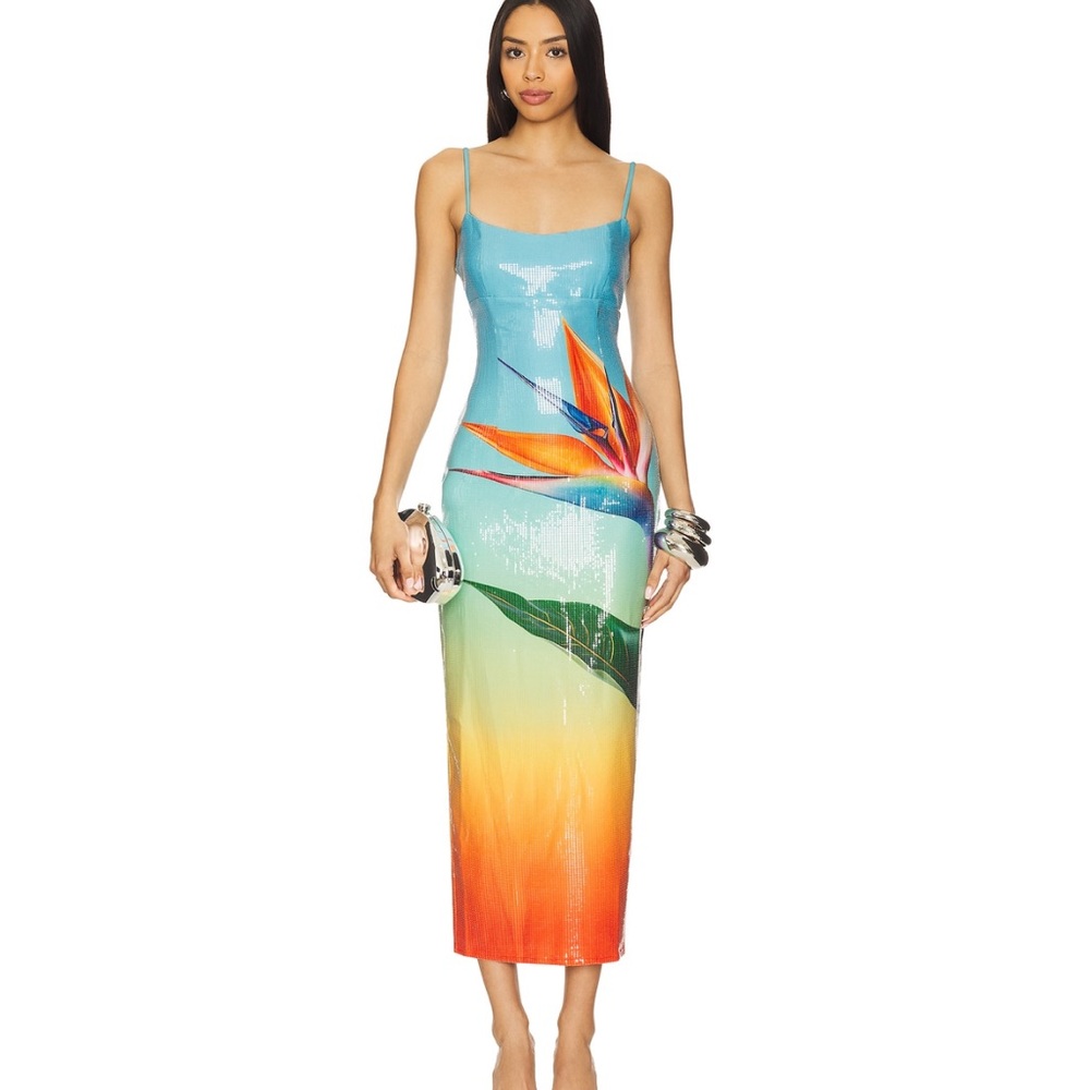 Kyra Midi Dress in Paradise Ombré, Size S